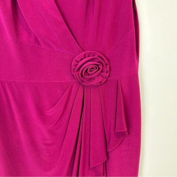 Adrianna Papell Fuchsia Faux Wrap Semi Formal Dress Plus Size 14 - Picture 6 of 8